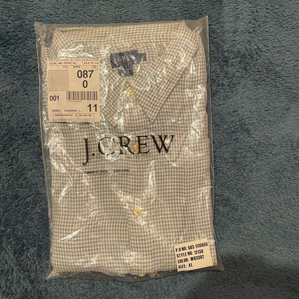 J. Crew Men's Gray Gingham Shirt